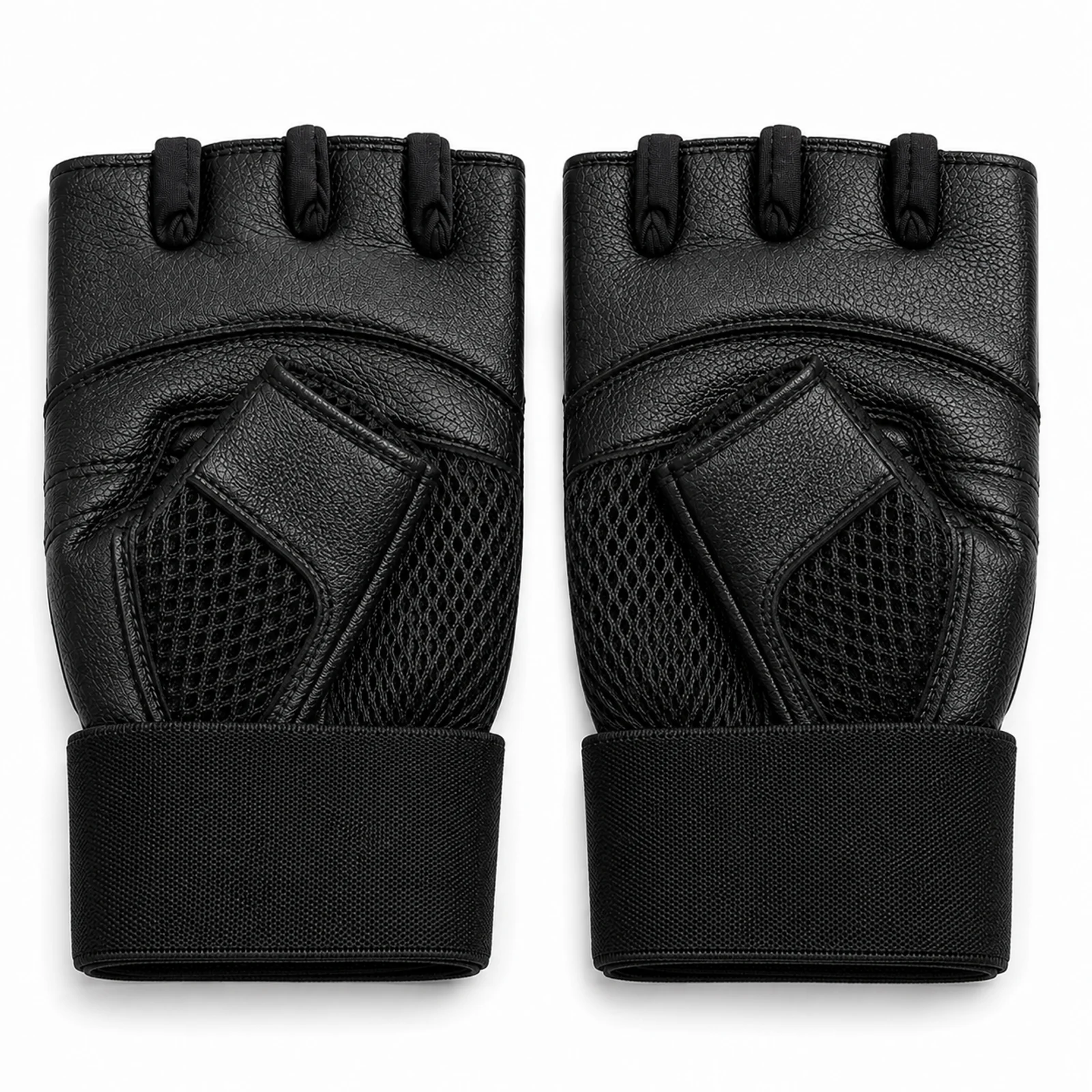 Black Fingerless Gym Gloves manufactured by Aly Leather Co., Sialkot