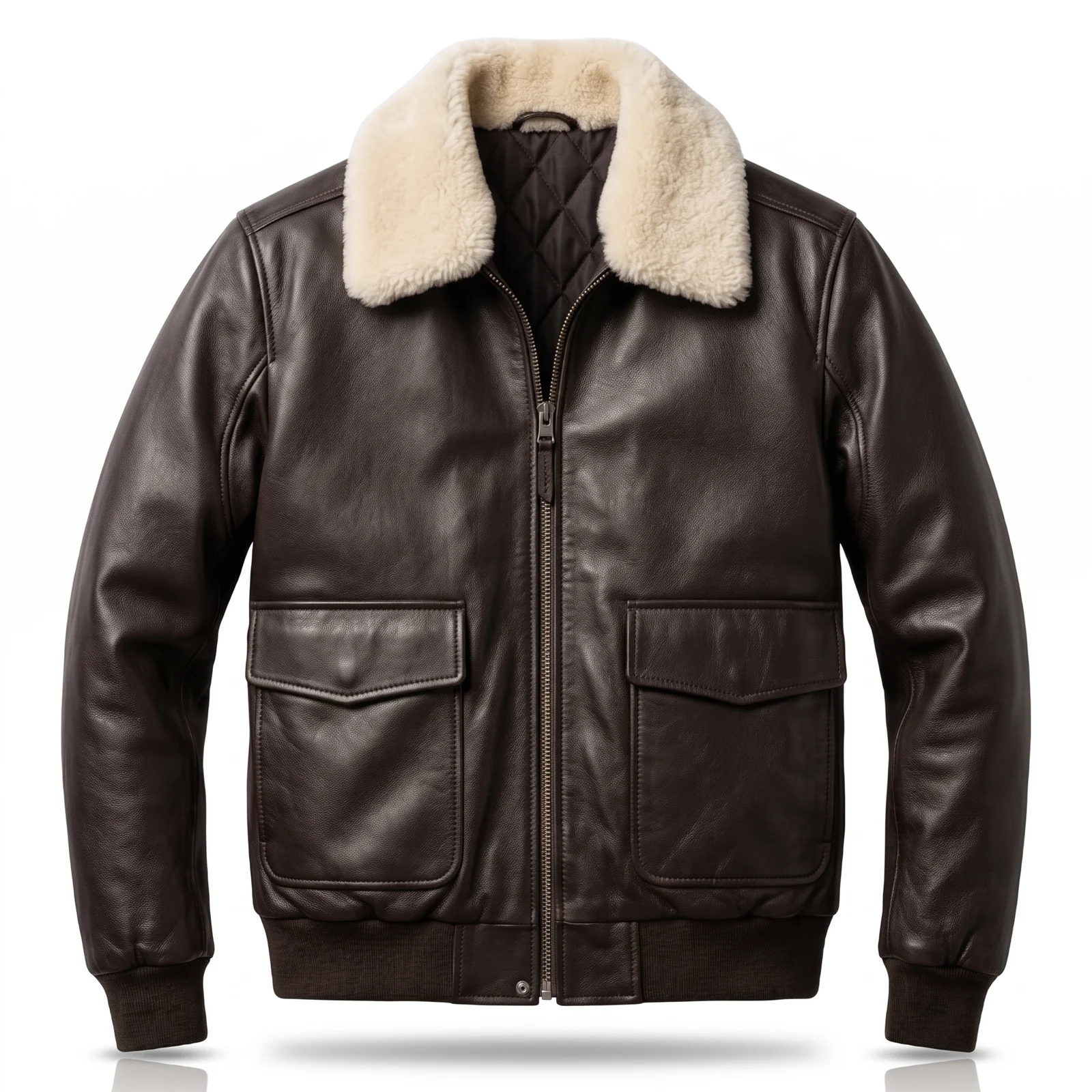 Brown A2 Leather Flight Jacket manufactured by Aly Leather Co., Sialkot