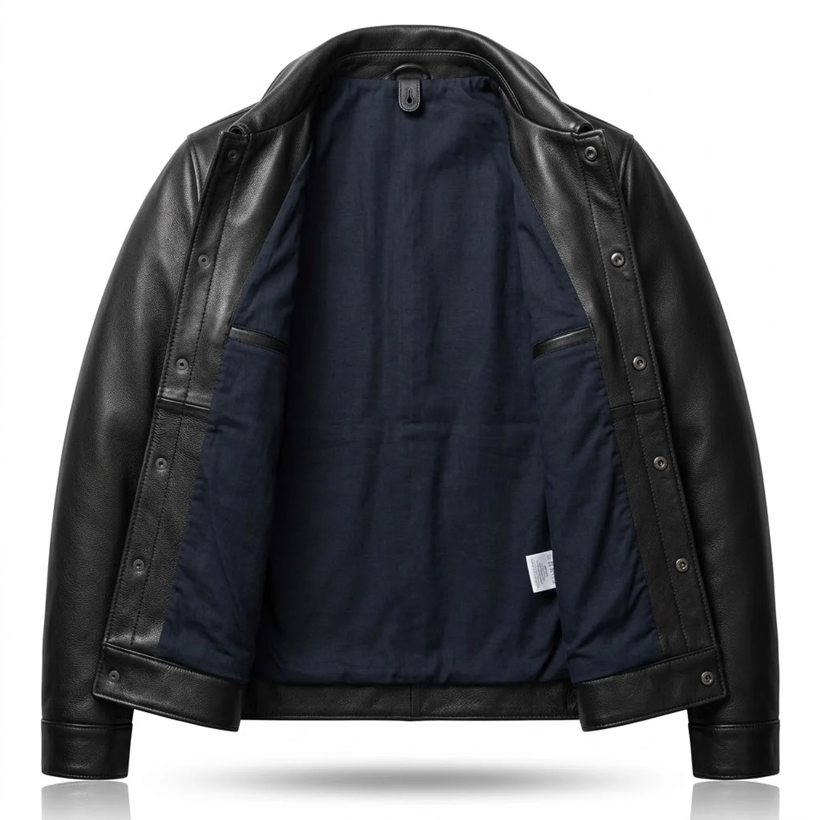 Black Leather Jacket with Quilted Lining manufactured by Aly Leather Co., Sialkot
