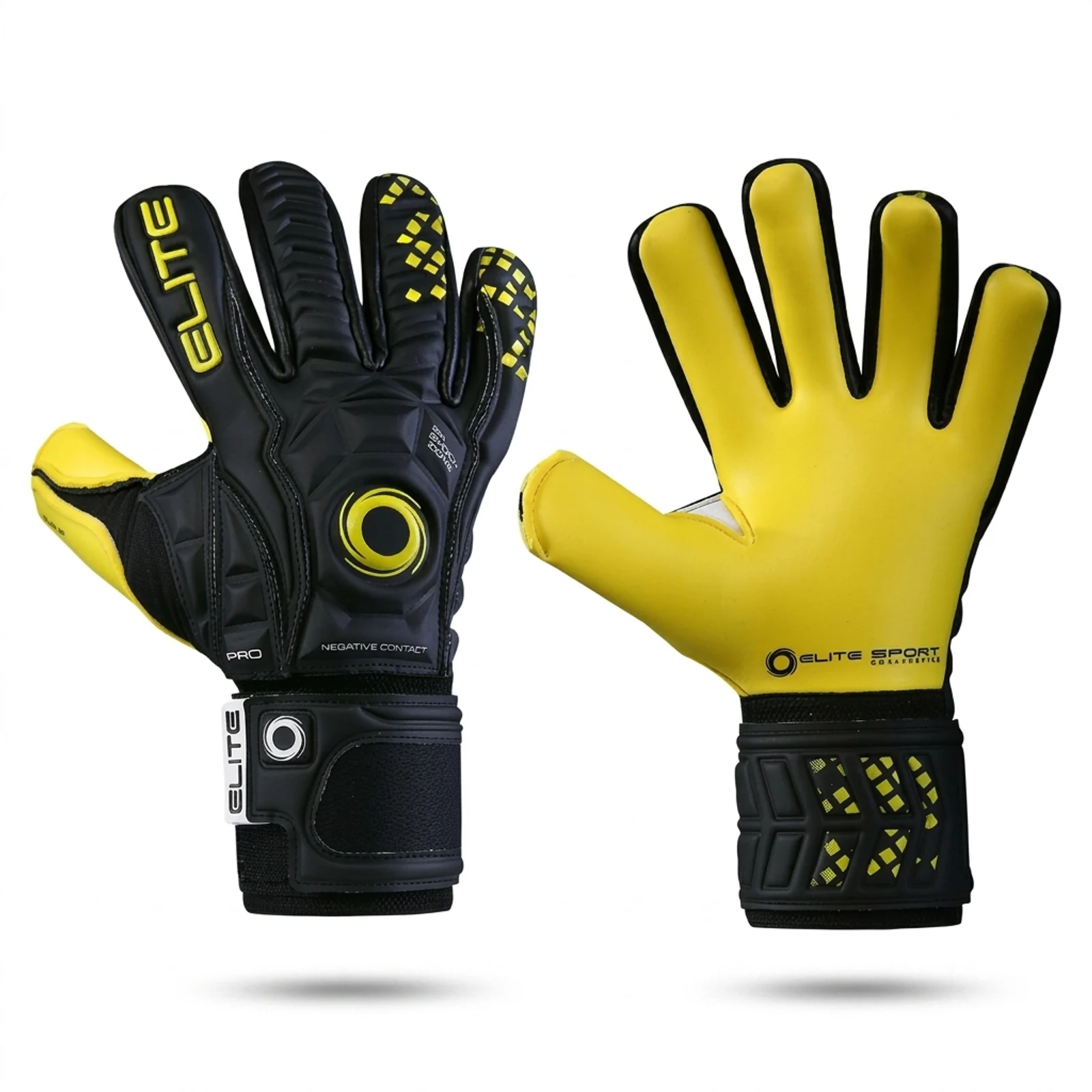 Black and Yellow Goalkeeper Gloves manufactured by Aly Leather Co., Sialkot